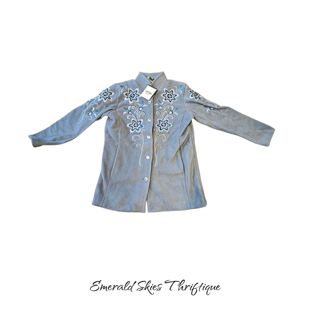 Bob Mackie wearable art fleece jacket, grey, nwt. Free shipping